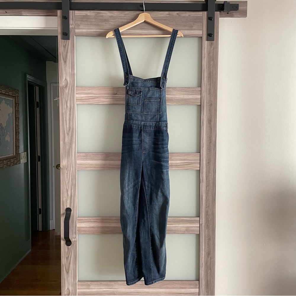 free people skinny lightly distressed crisscross strap overalls
